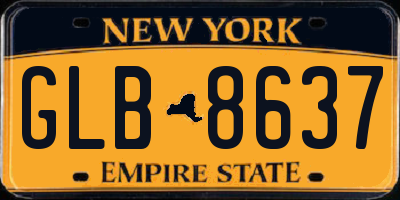 NY license plate GLB8637