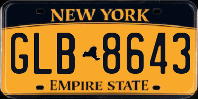 NY license plate GLB8643