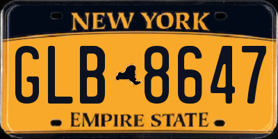 NY license plate GLB8647