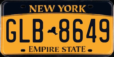 NY license plate GLB8649