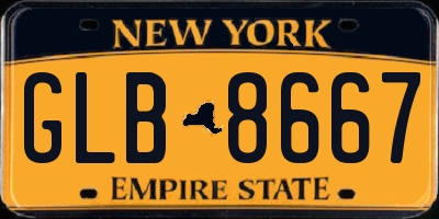 NY license plate GLB8667