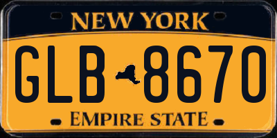 NY license plate GLB8670