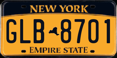 NY license plate GLB8701