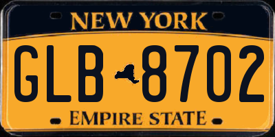 NY license plate GLB8702