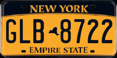 NY license plate GLB8722