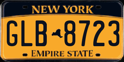 NY license plate GLB8723