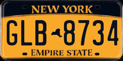 NY license plate GLB8734