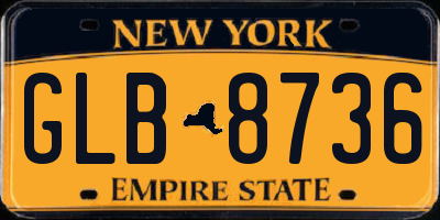 NY license plate GLB8736