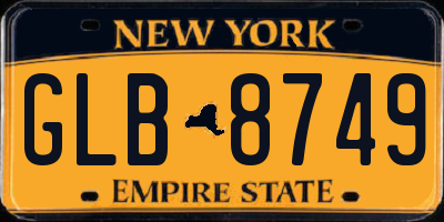 NY license plate GLB8749