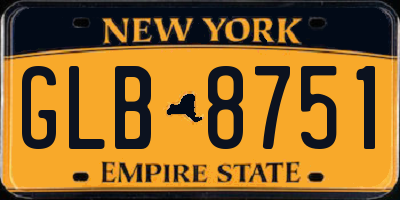 NY license plate GLB8751