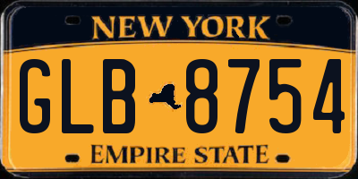 NY license plate GLB8754