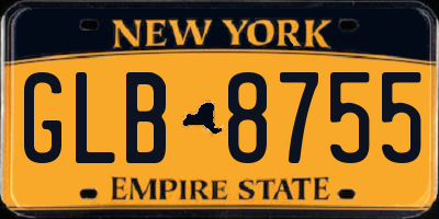 NY license plate GLB8755
