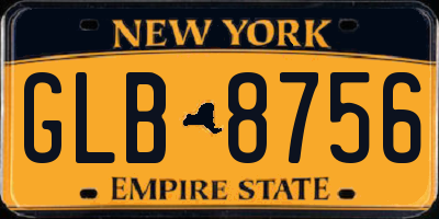 NY license plate GLB8756