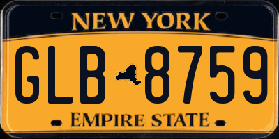 NY license plate GLB8759