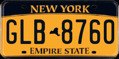 NY license plate GLB8760
