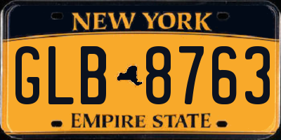 NY license plate GLB8763
