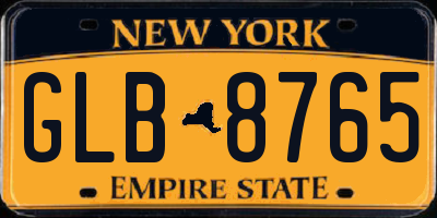 NY license plate GLB8765