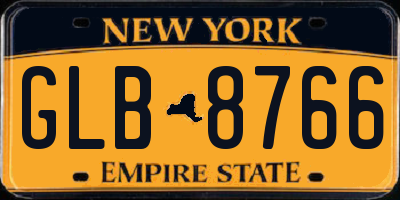NY license plate GLB8766