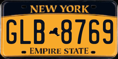NY license plate GLB8769