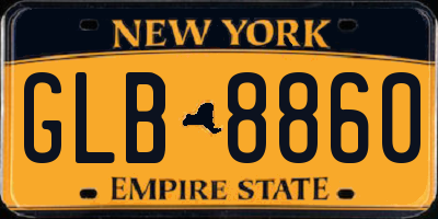 NY license plate GLB8860
