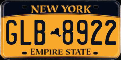 NY license plate GLB8922
