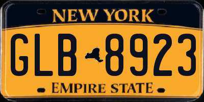 NY license plate GLB8923