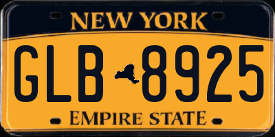 NY license plate GLB8925