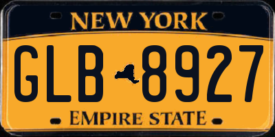 NY license plate GLB8927