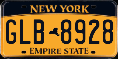 NY license plate GLB8928