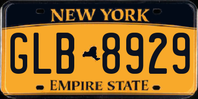 NY license plate GLB8929