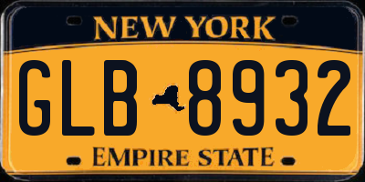 NY license plate GLB8932