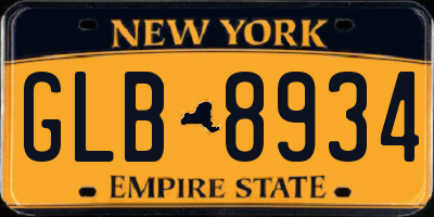 NY license plate GLB8934