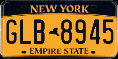 NY license plate GLB8945