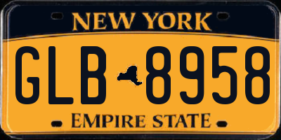 NY license plate GLB8958