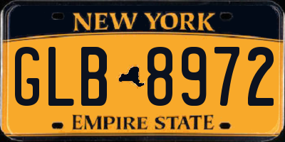 NY license plate GLB8972