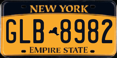 NY license plate GLB8982