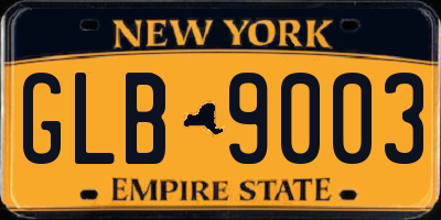 NY license plate GLB9003