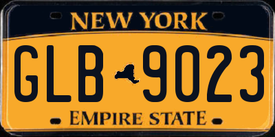 NY license plate GLB9023