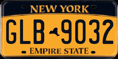 NY license plate GLB9032