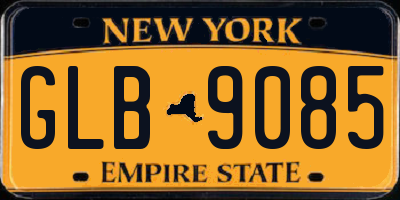 NY license plate GLB9085