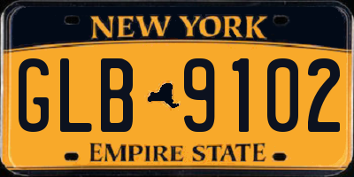 NY license plate GLB9102