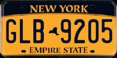 NY license plate GLB9205