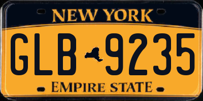 NY license plate GLB9235