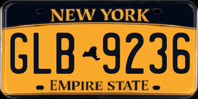 NY license plate GLB9236