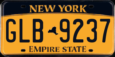 NY license plate GLB9237