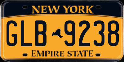 NY license plate GLB9238