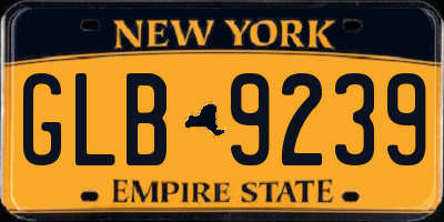 NY license plate GLB9239