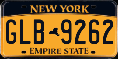 NY license plate GLB9262