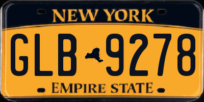 NY license plate GLB9278