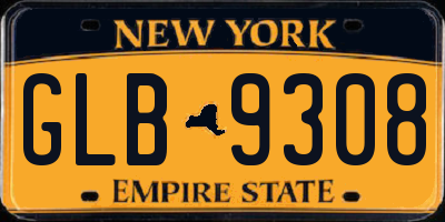 NY license plate GLB9308